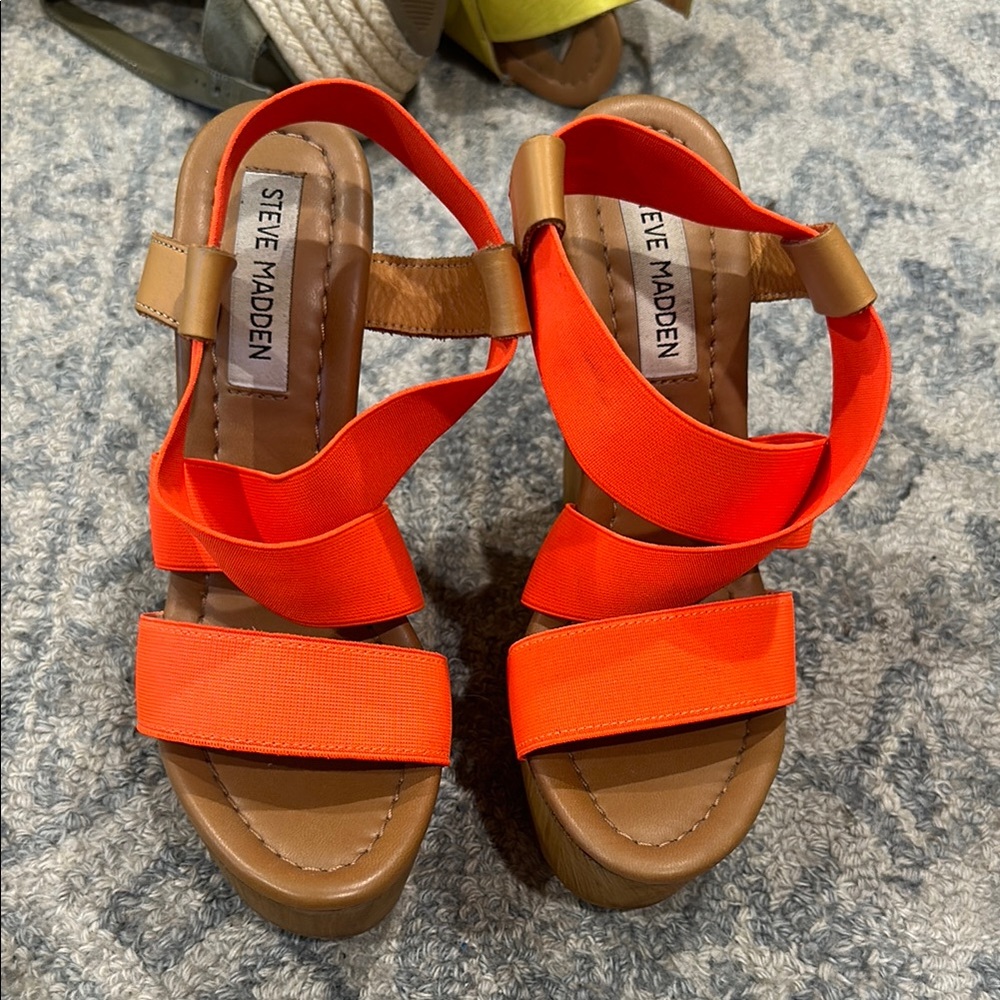 Steve Madden Bright Orange Strappy Sandals